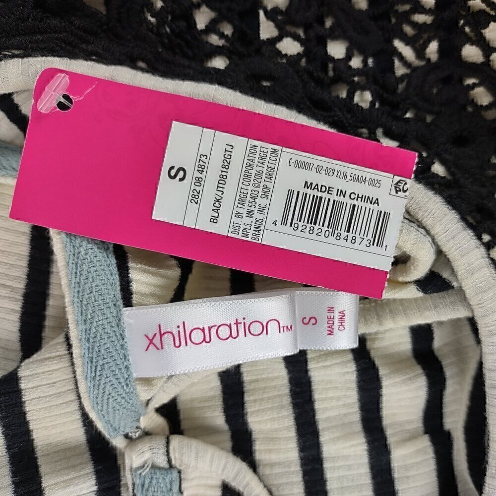Xhilaration Black & Cream Lightweight Stretchy Striped Tank Top Dress Sz S (NWT) - Picture 9 of 10